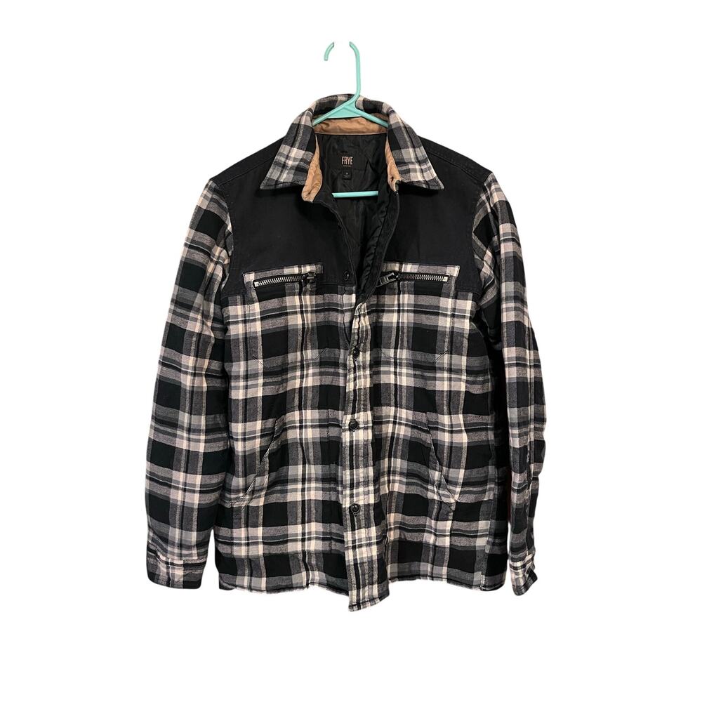 Frye Black and Whit Plaid Shacket Size Medium